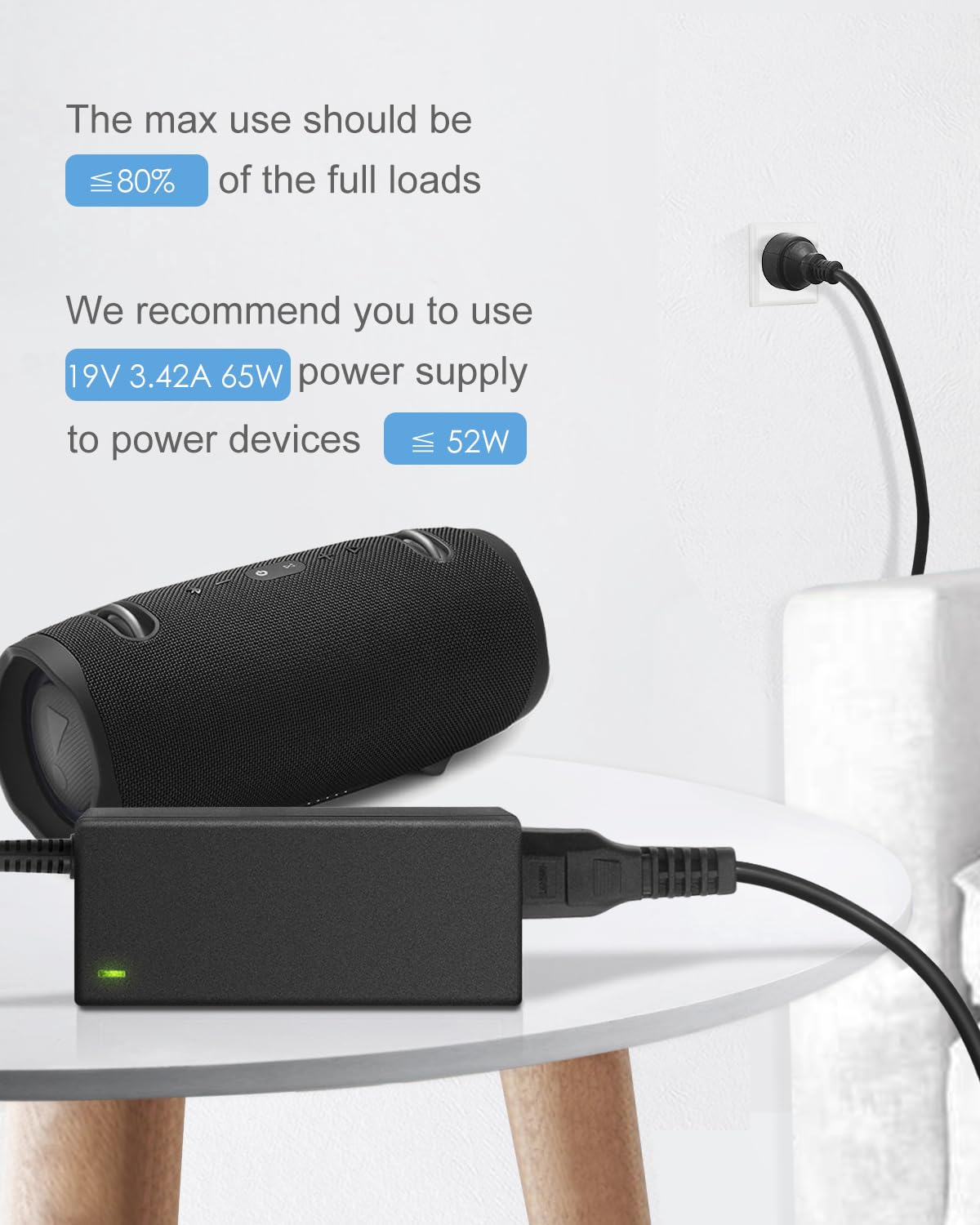 65W Black AC Adapters AC Adapter Power Supply for 19V LCD LED Monitor DEMO