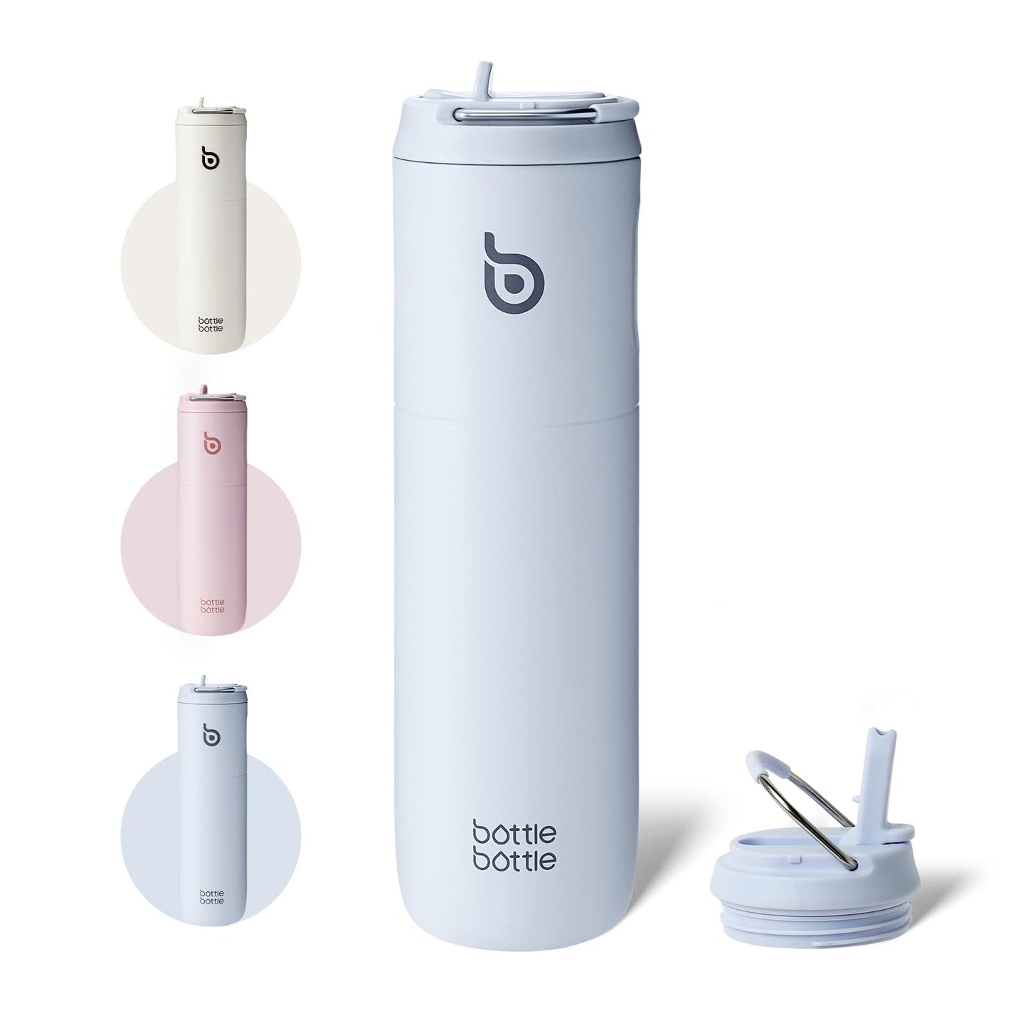 BOTTLEBOTTLE 24oz Insulated Sports Water Bottle with Straw Lid and Handle NEW