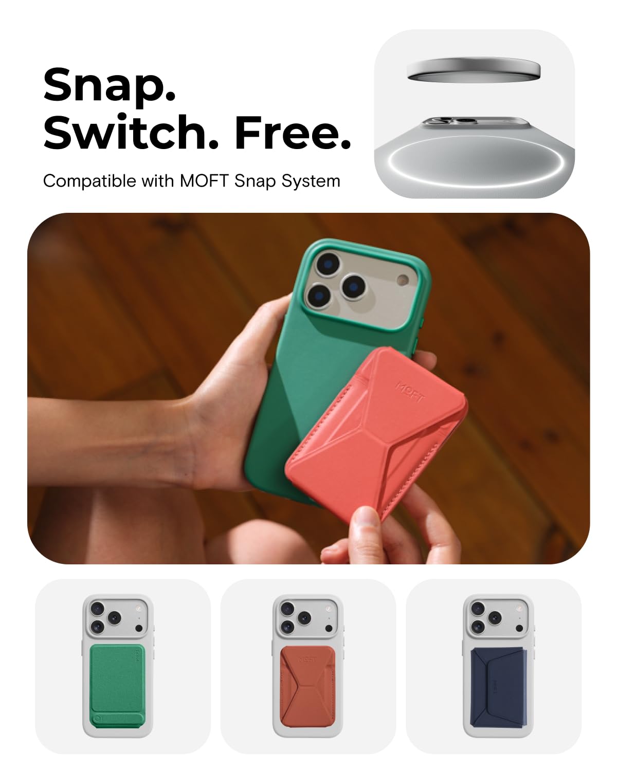 MOFT Snap-On Vegan Leather Phone Case for iPhone 17 Pro Max Misty Cove DEMO