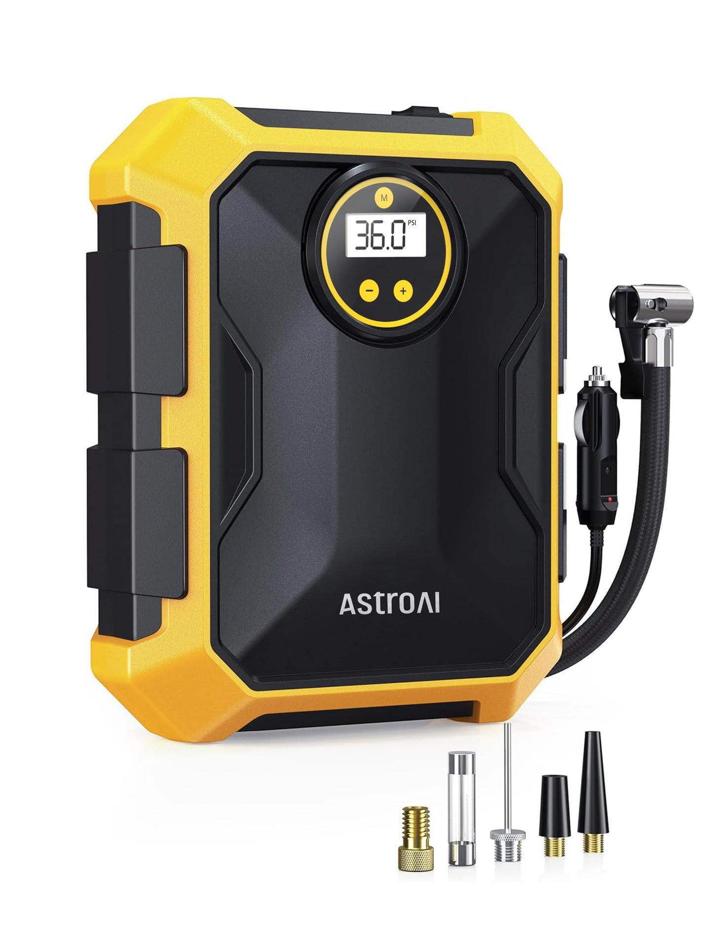 AstroAI 12V DC Portable Air Compressor Tire Inflator for Car, Bike, and DEMO
