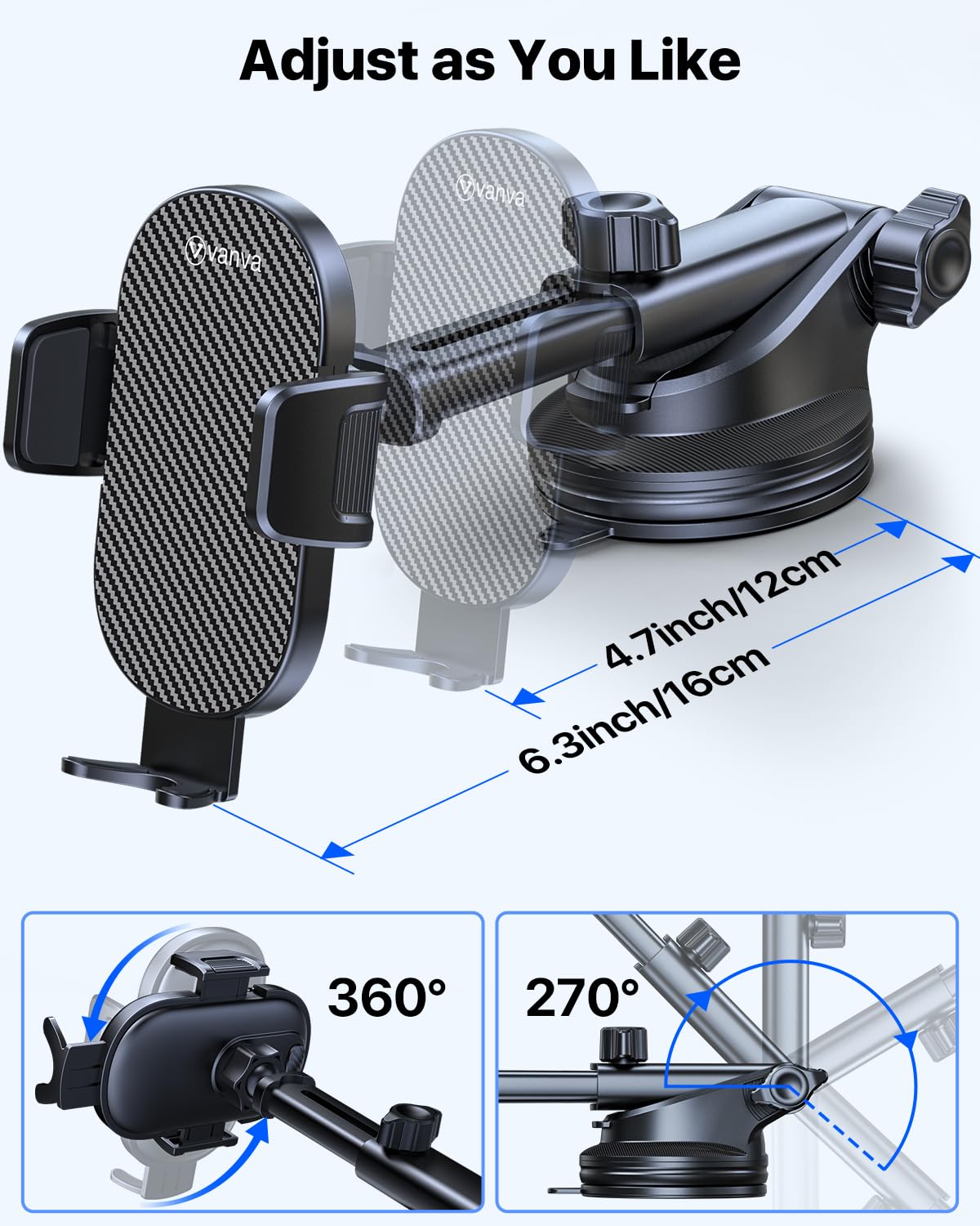 vanva Dash-Mounted Phone Holder for Vehicles - Secure Hands-Free Driving DEMO