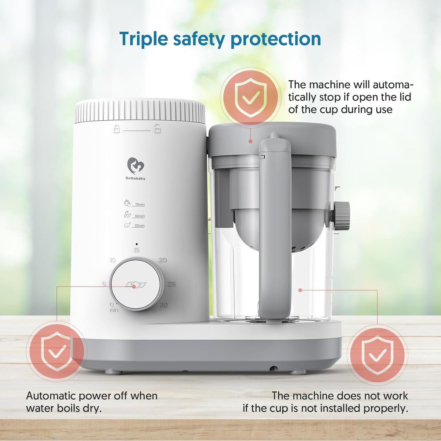Bellababy White Baby Food Maker Blender Steamer Puree Processor for Infants DEMO