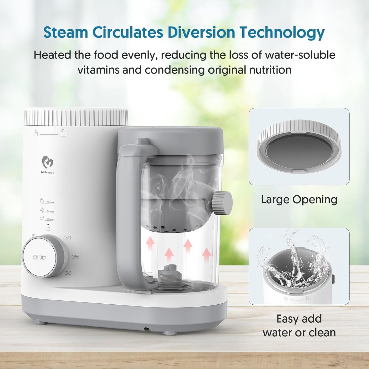 Bellababy White Baby Food Maker Blender Steamer Puree Processor for Infants DEMO