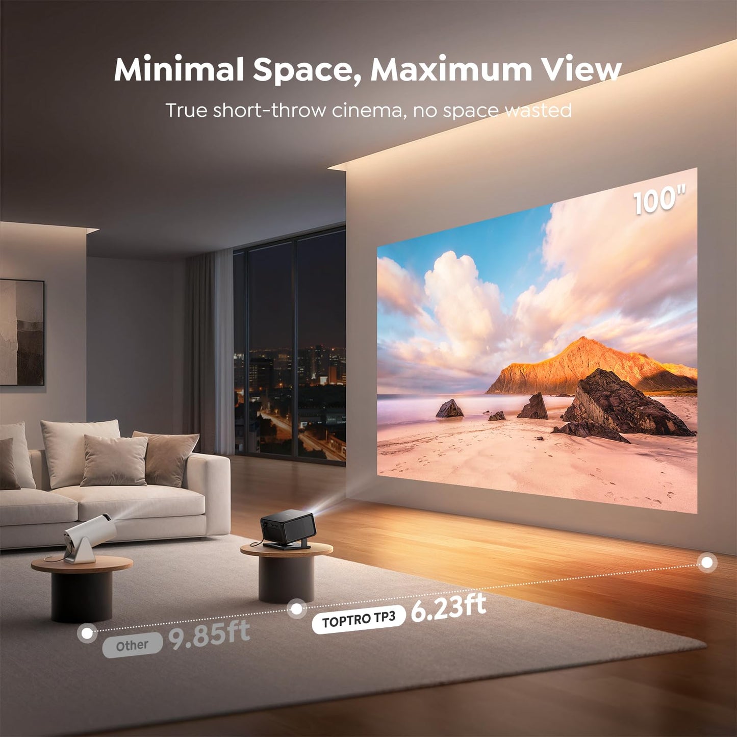TOPTRO 4K Projectors Projector with Google TV, Netflix, Disney+ Auto Focus -