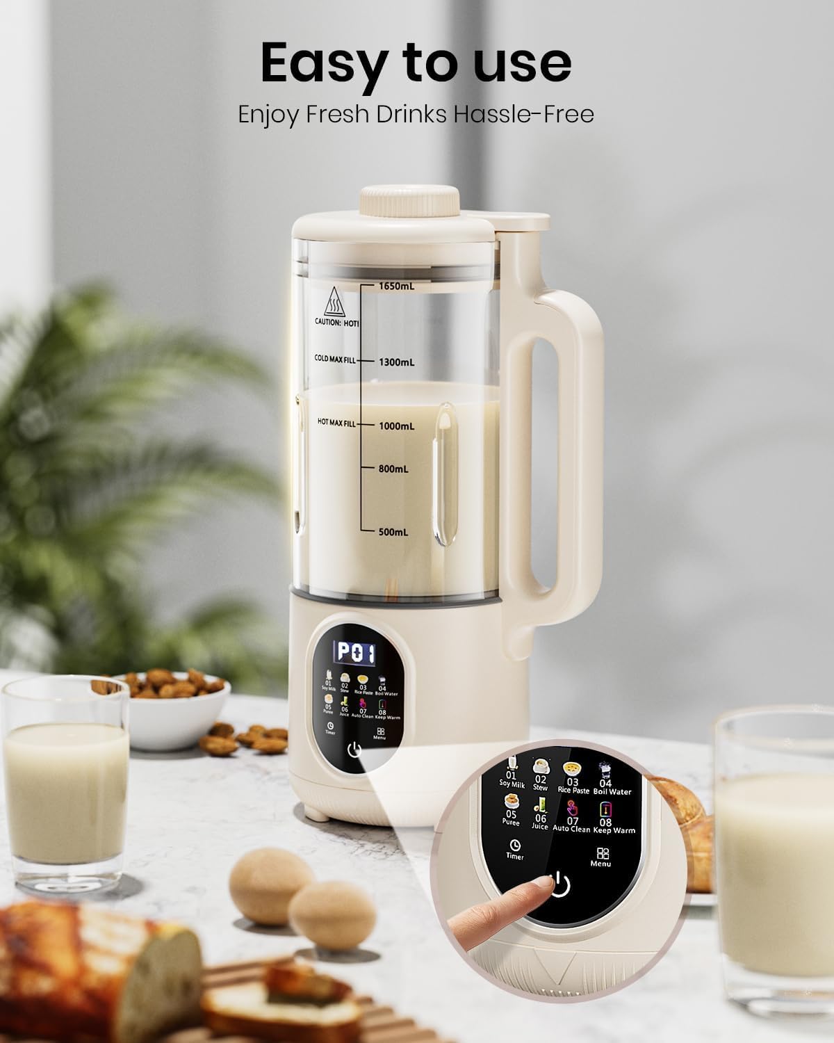 Automatic 1.5L Nut Milk Maker with 20 Blades, 10-in-1 Cream Frother for NEW