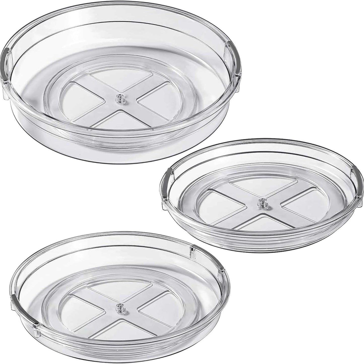 3-Pack Lazy Susan Turntable Organizer Kitchen Storage Accessories Grey NEW