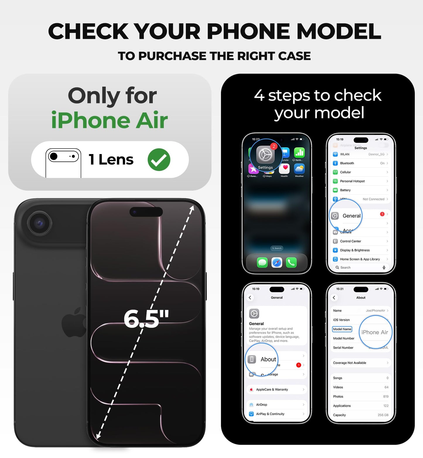 Dexnor Navy Blue iPhone Air Phone Case with Adjustable Kickstand for Size DEMO