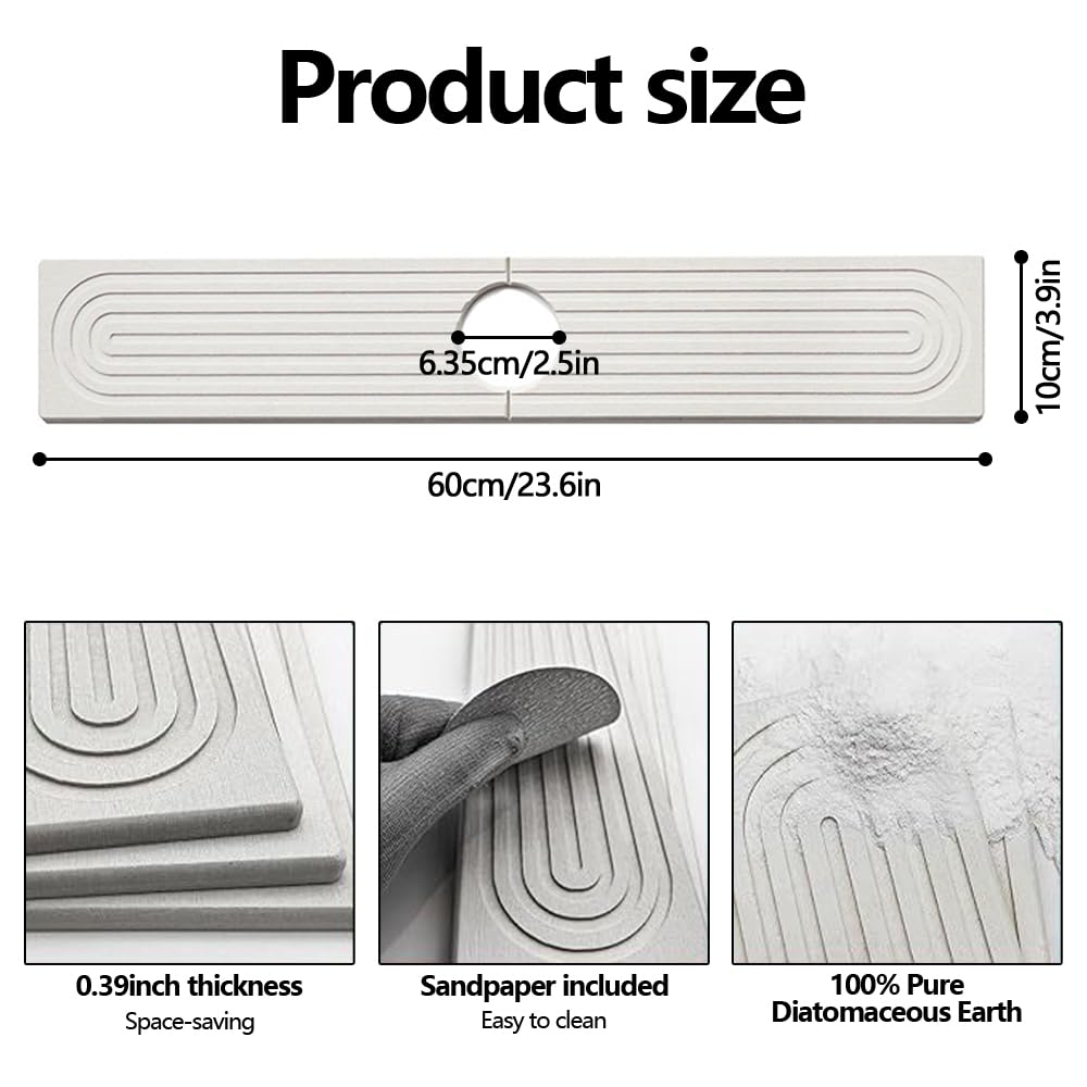 Diatomite Quick Dry Non-Slip White Kitchen Rug 59.9 x 9.9 cm NEW