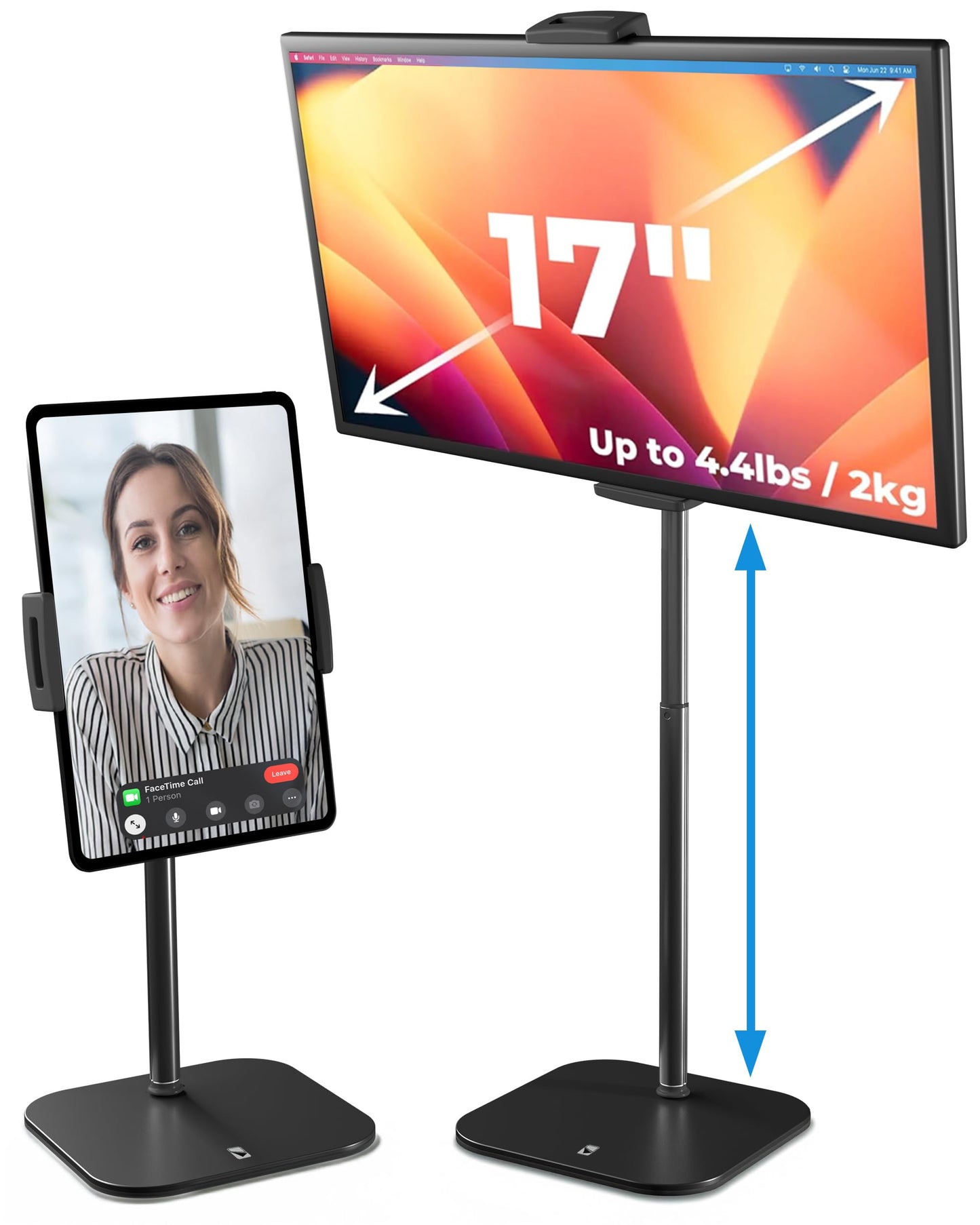 Cooper Black Stands Monitor Stand Holder for Desks up to 17" Tall DEMO