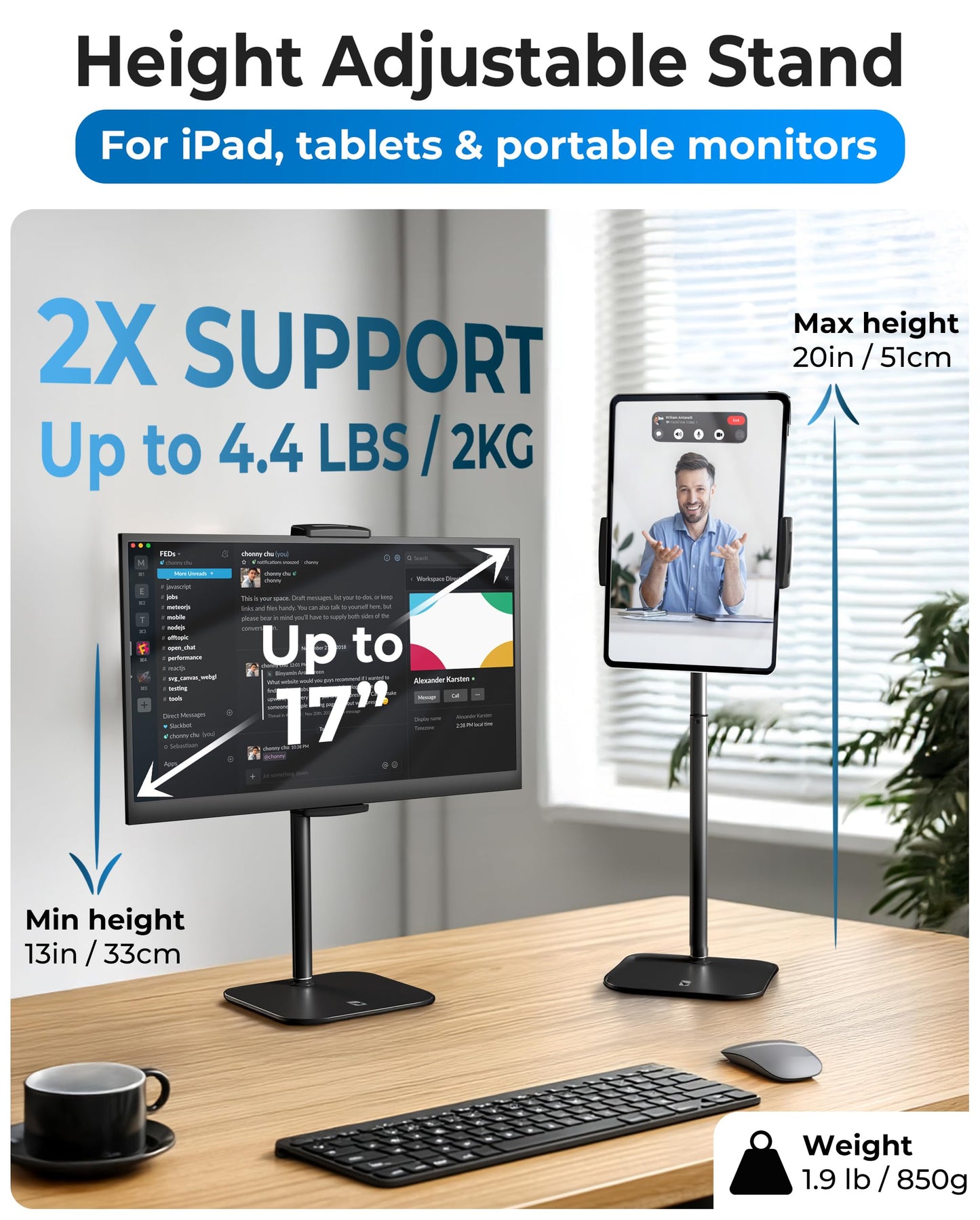 Cooper Black Stands Monitor Stand Holder for Desks up to 17" Tall DEMO