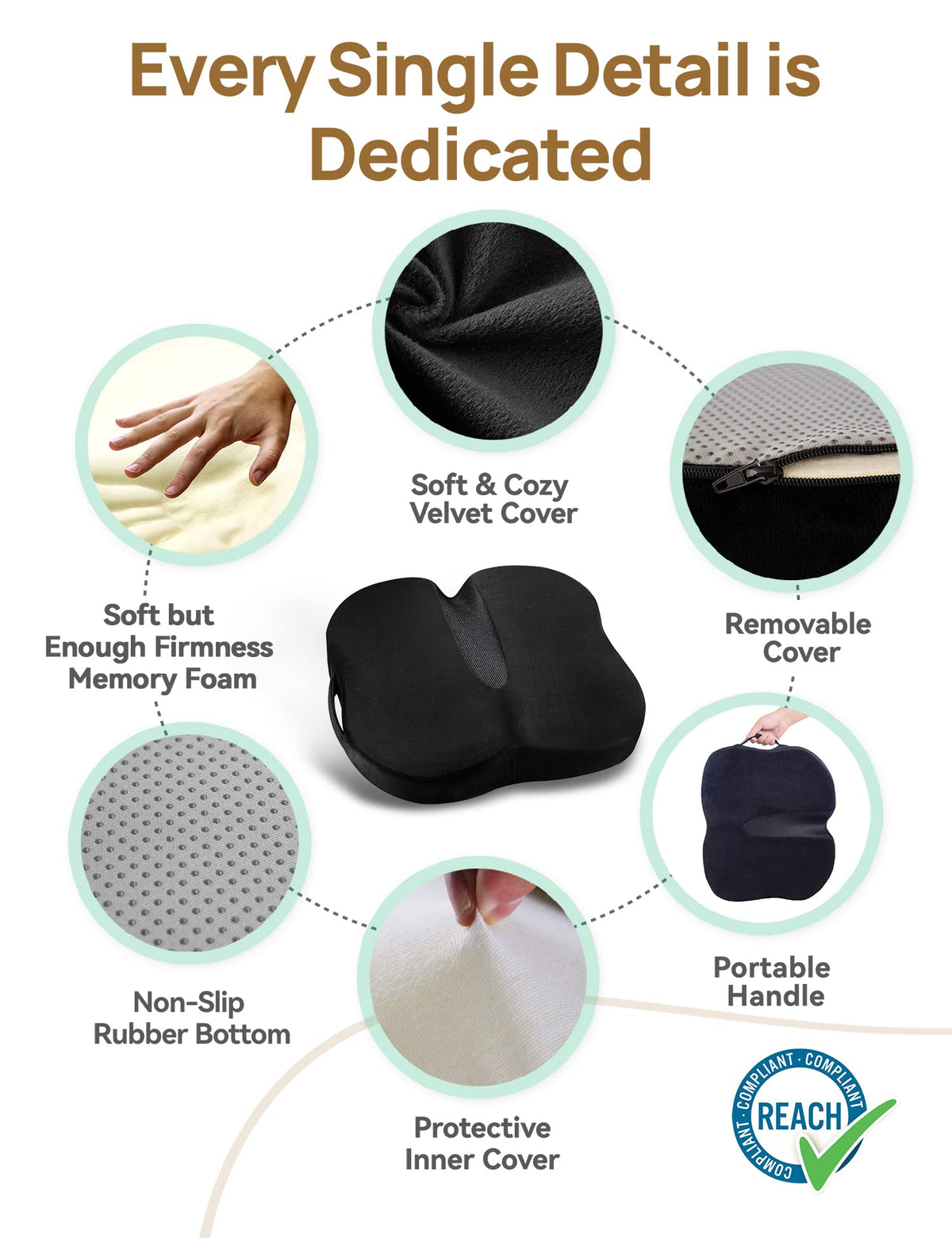 Travel Ease Memory Foam Butterfly Seat Cushion Carbon Black Size 44 x 38 7 DEMO