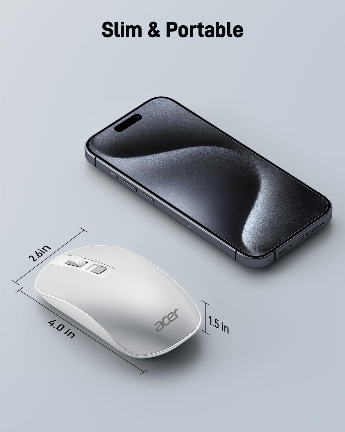 Acer Wireless Cordless Silent Mouse 1600 DPI USB Black Mice for PC Laptop DEMO