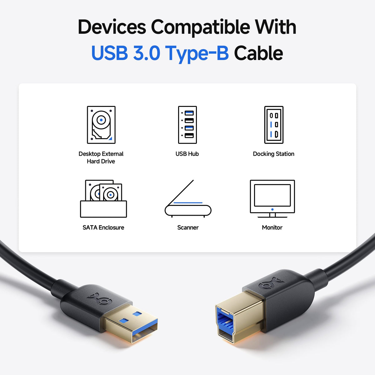 Cable Matters USB 3.0 A to B Cables - High Speed Data Transfer, 3m Black DEMO