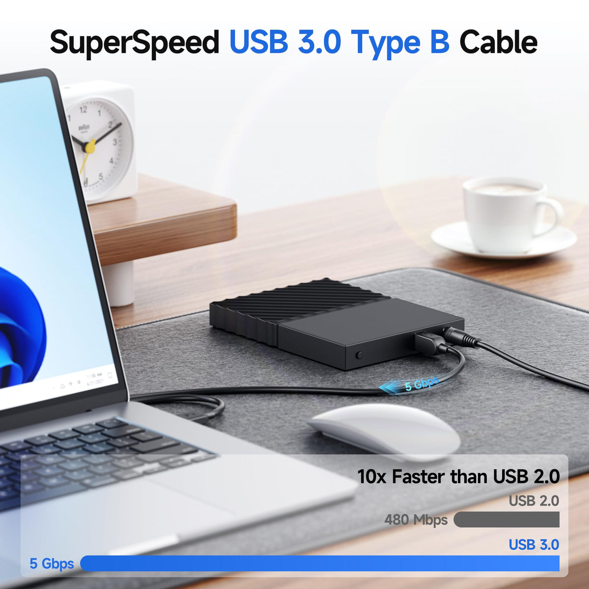 Cable Matters USB 3.0 A to B Cables - High Speed Data Transfer, 3m Black DEMO