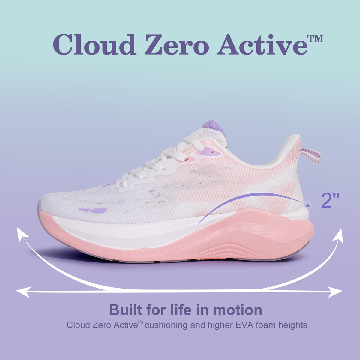 Hawkwell Cloud Zero Active Cushion Breathable Tennis Shoes White & Pink US 7 NEW
