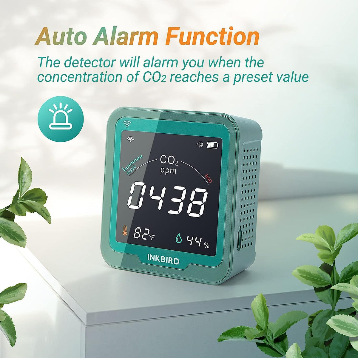 Inkbird WiFi Indoor Air Quality Monitor CO2 Detector - Green DEMO