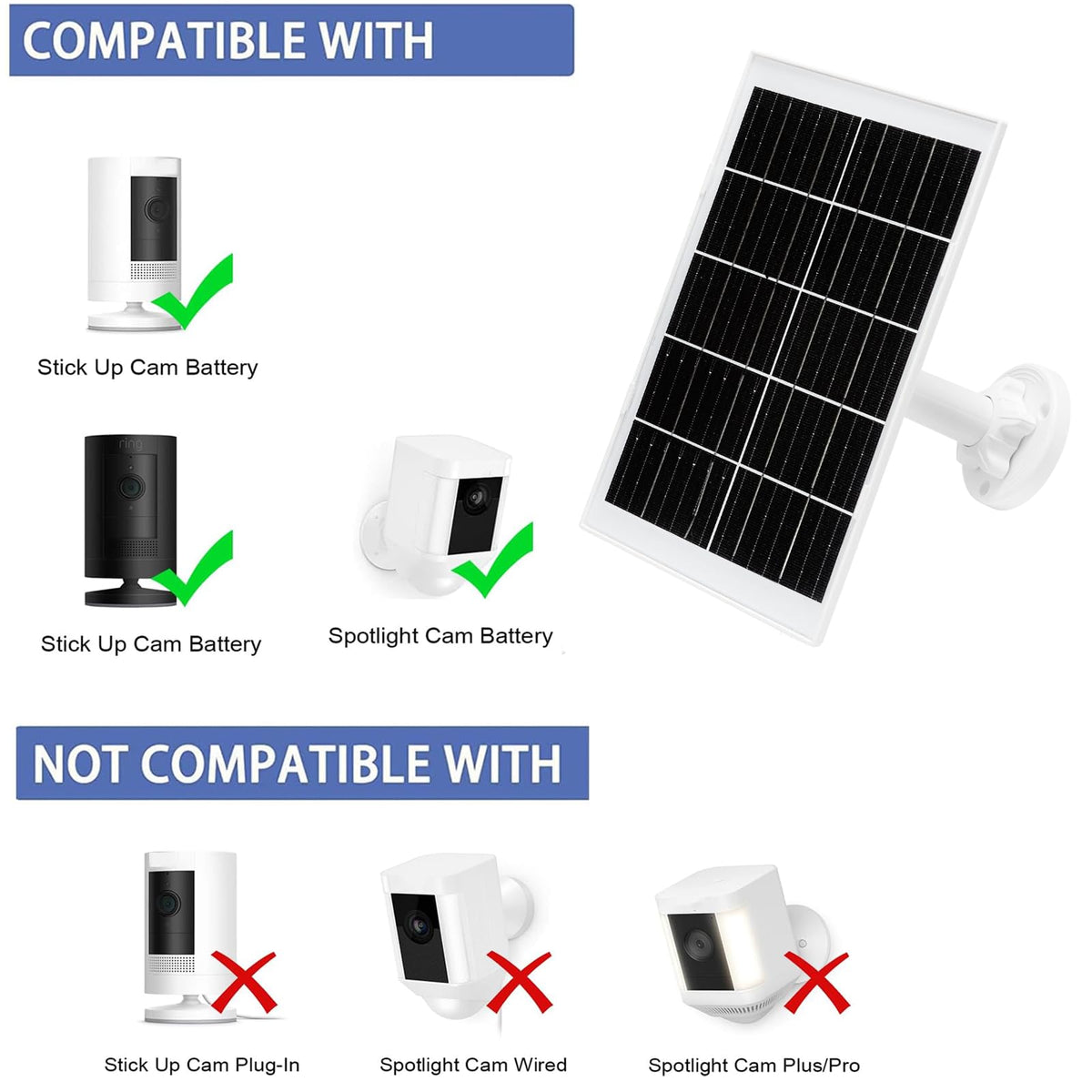 9W White Solar Panel Monocrystalline Charger Kit NEW