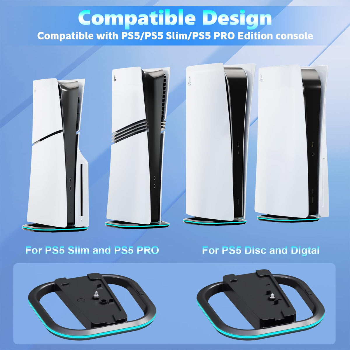 HONCAM Vertical Gaming Accessories Stand Kit for PS5 PlayStation Black DEMO