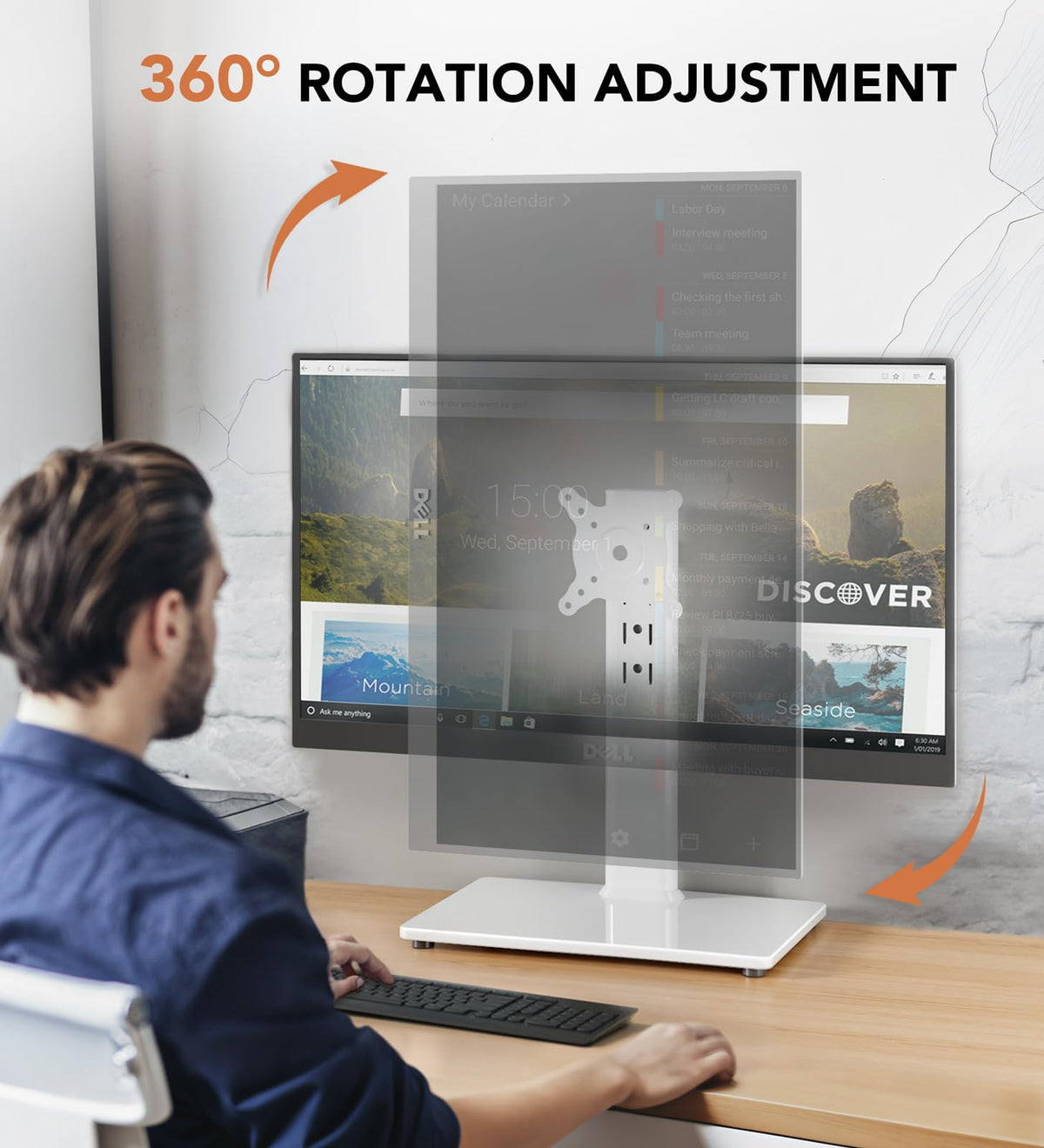 Hemudu White Tempered Glass Single LCD Monitor Stand Riser DEMO