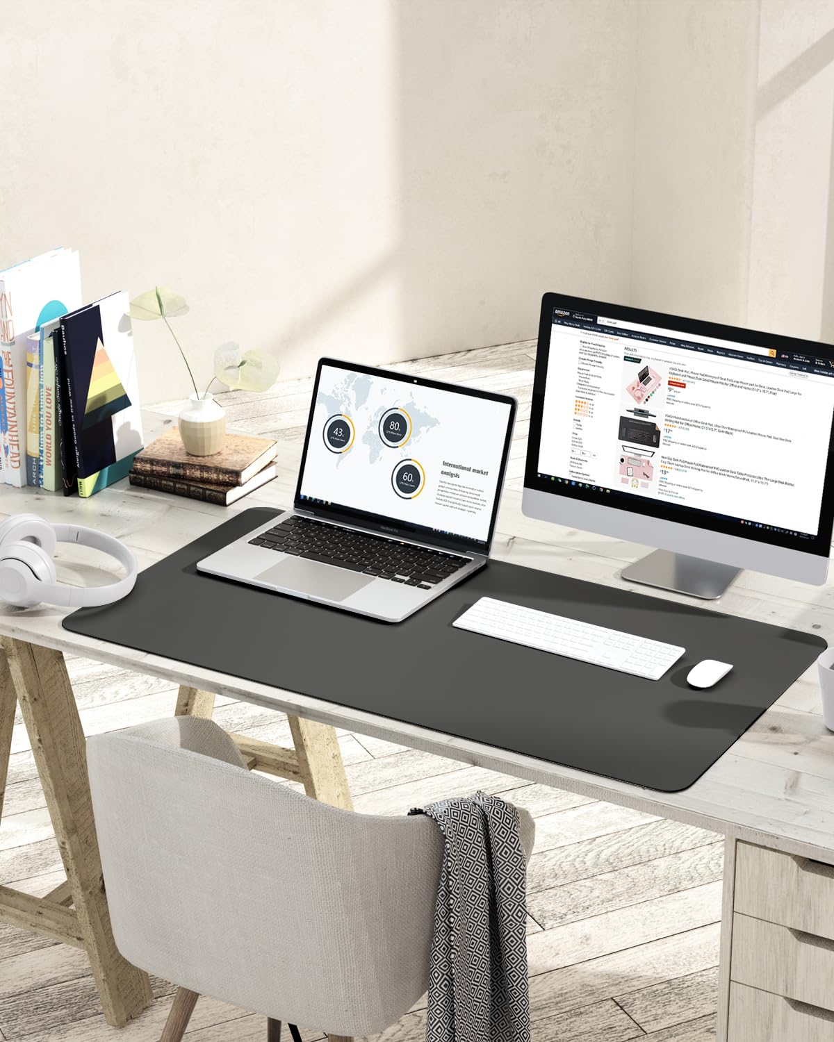 YSAGi Non-Slip Desk Mat Large Mouse Pad Dark Grey 90x43cm DEMO