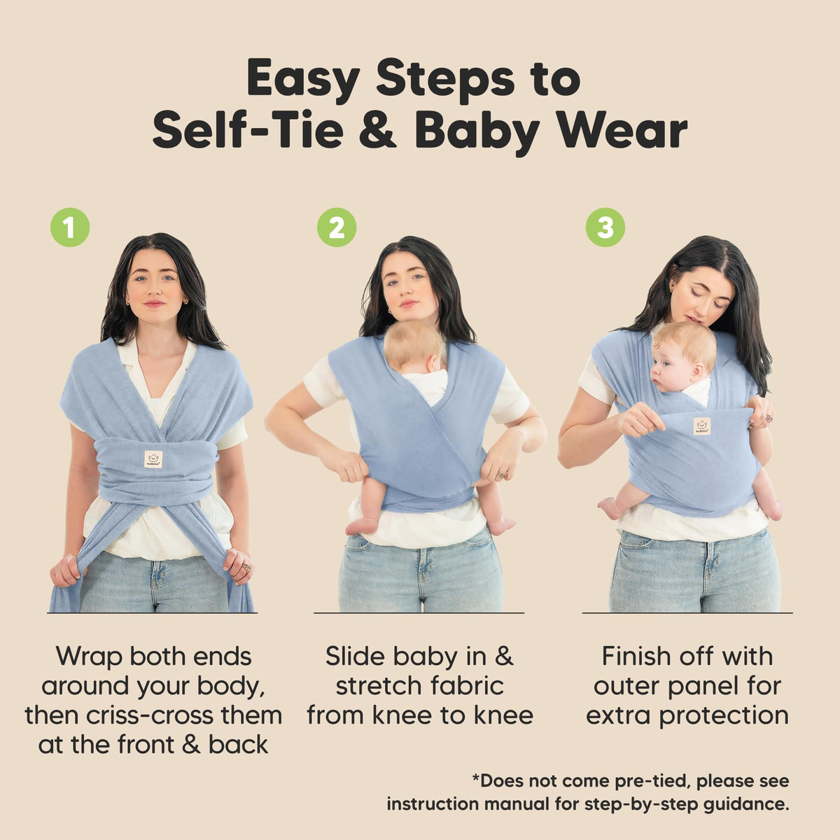 KeaBabies Baby Wrap Carrier All in 1 Powder Blue One Size Sling Size One NEW