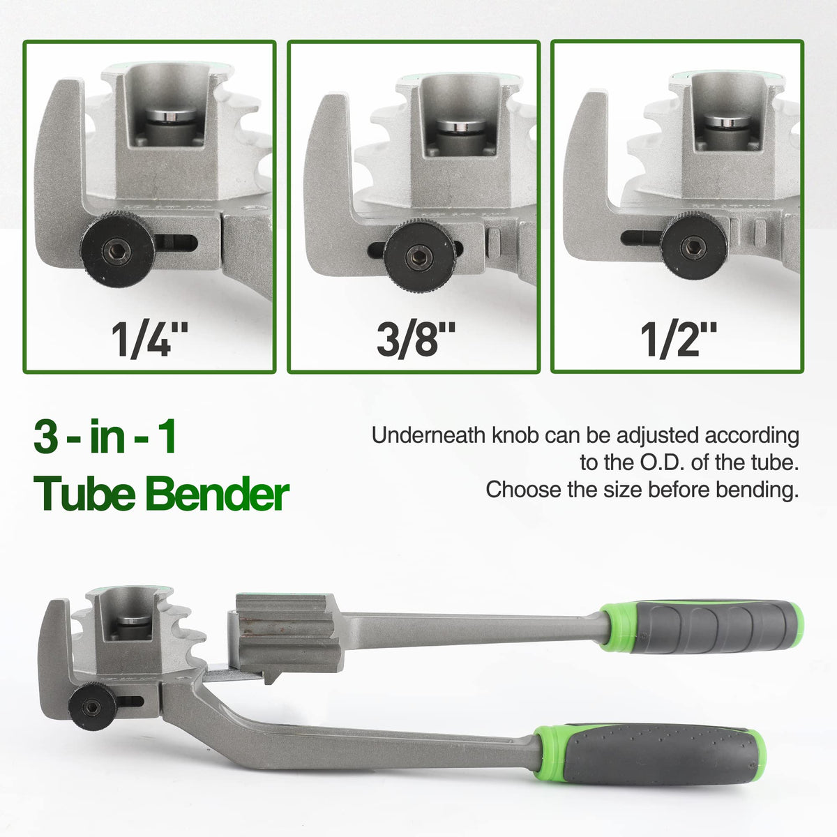 Super Stars 3-in-1 Tubing Bender Hand Tool Grey 1/4" 3/8" 1/2 Size 1/4", DEMO