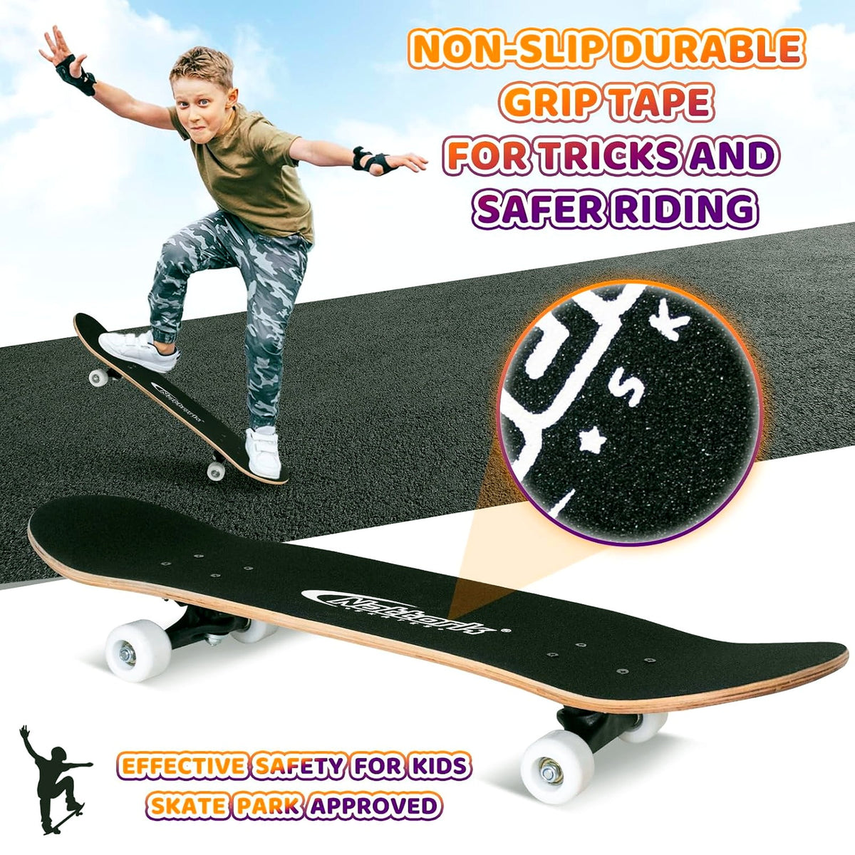 Nattork Black Skateboards Skateboard 21.73 x 5.9 Complete Beginner Friendly NEW