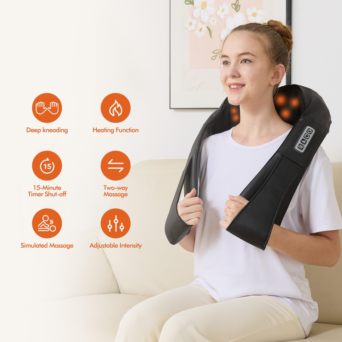 Black Neck Back Massager with Heat - Deep Tissue Shiatsu DEMO
