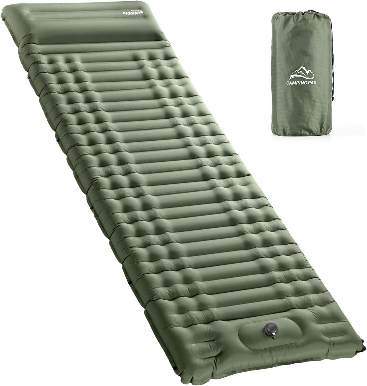 Elegear Self-Inflating Sleeping Mat Built-in Pillow Green Size 193x63x14CM DEMO