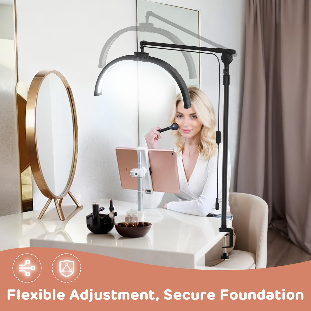 LED Half Moon Black Floor Lamp Modern Eyelash Torchiere Design NEW