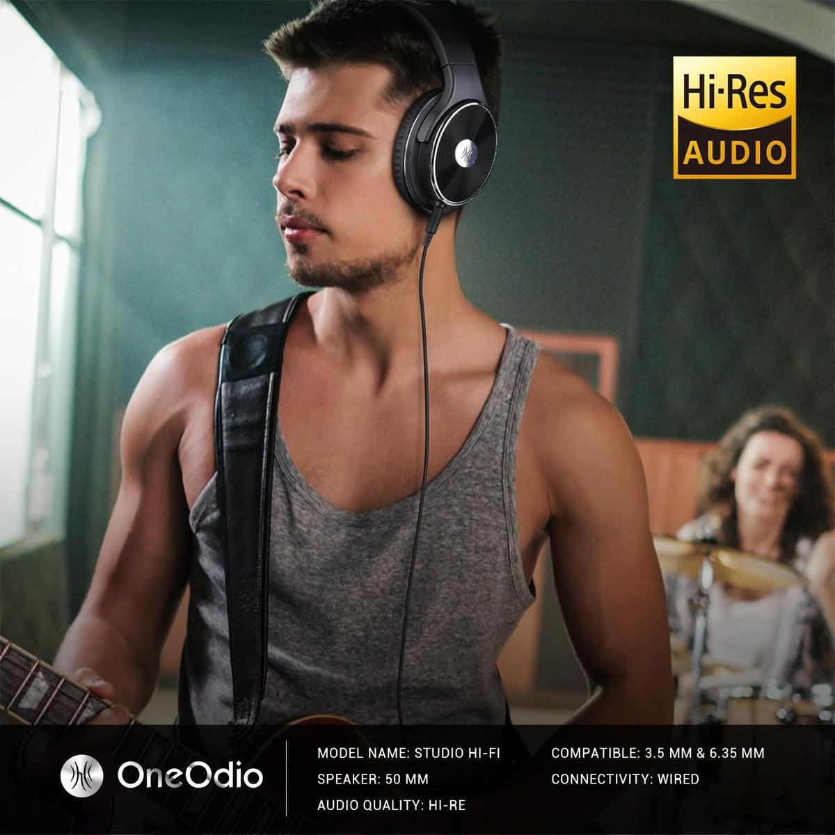 OneOdio Over Ear Wired DJ Headphones 50mm Speaker Black NEW