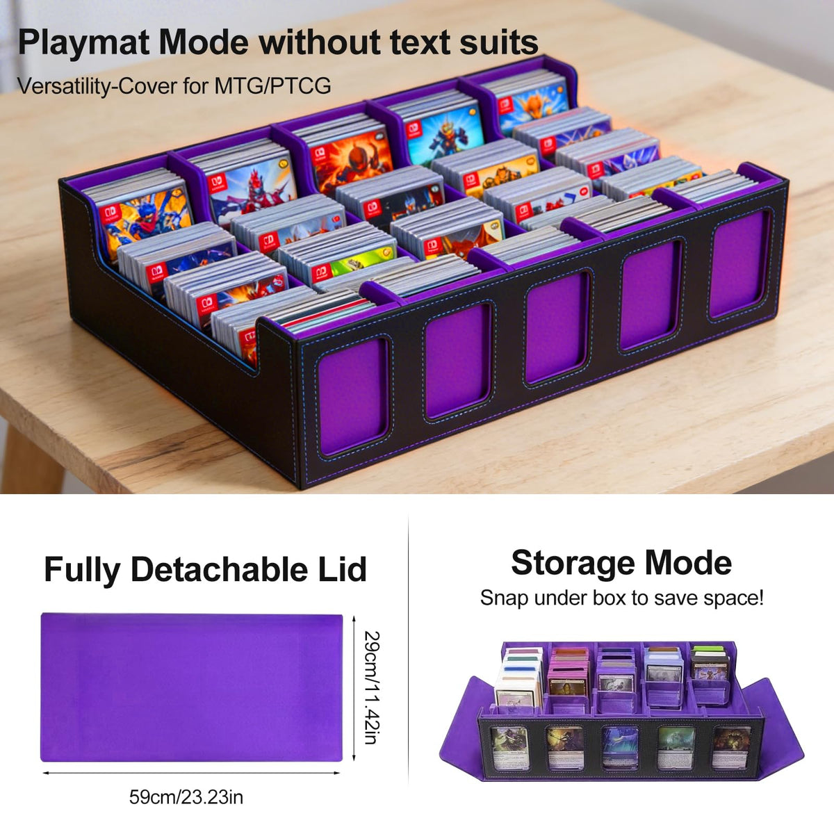 Purple Leather Trading Card Storage Box - 3900+ Capacity NEW