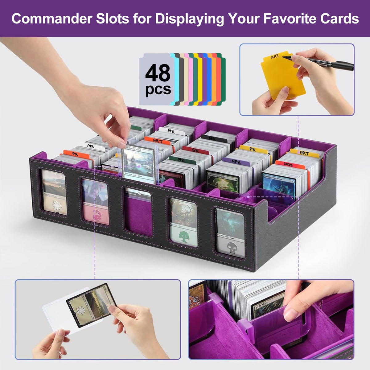 Purple Leather Trading Card Storage Box - 3900+ Capacity NEW