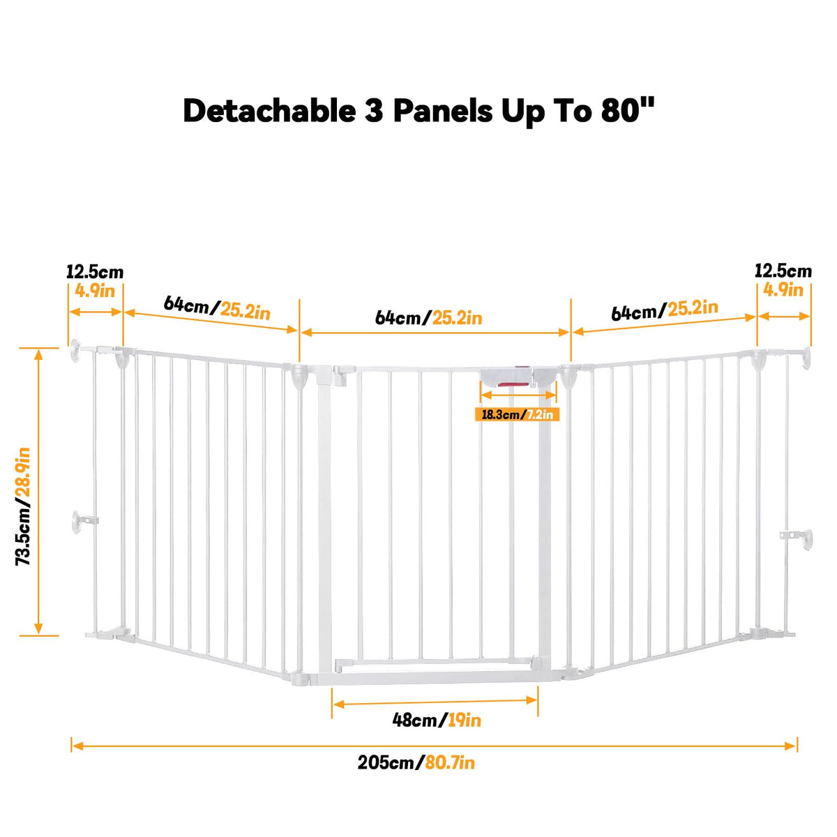 3 Panel Foldable Pet Gate with Door Extra Wide White - Safe DEMO