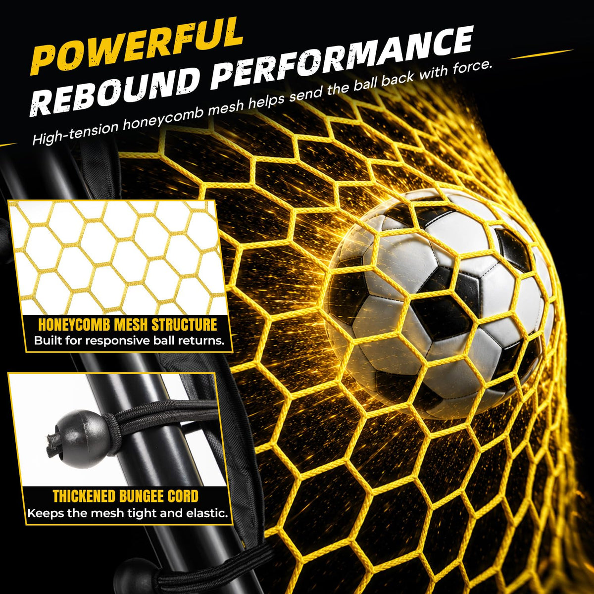 Happy Jump Portable Soccer Rebounder Net Training Black Yellow NEW