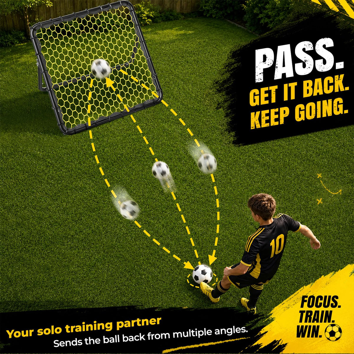 Happy Jump Portable Soccer Rebounder Net Training Black Yellow NEW