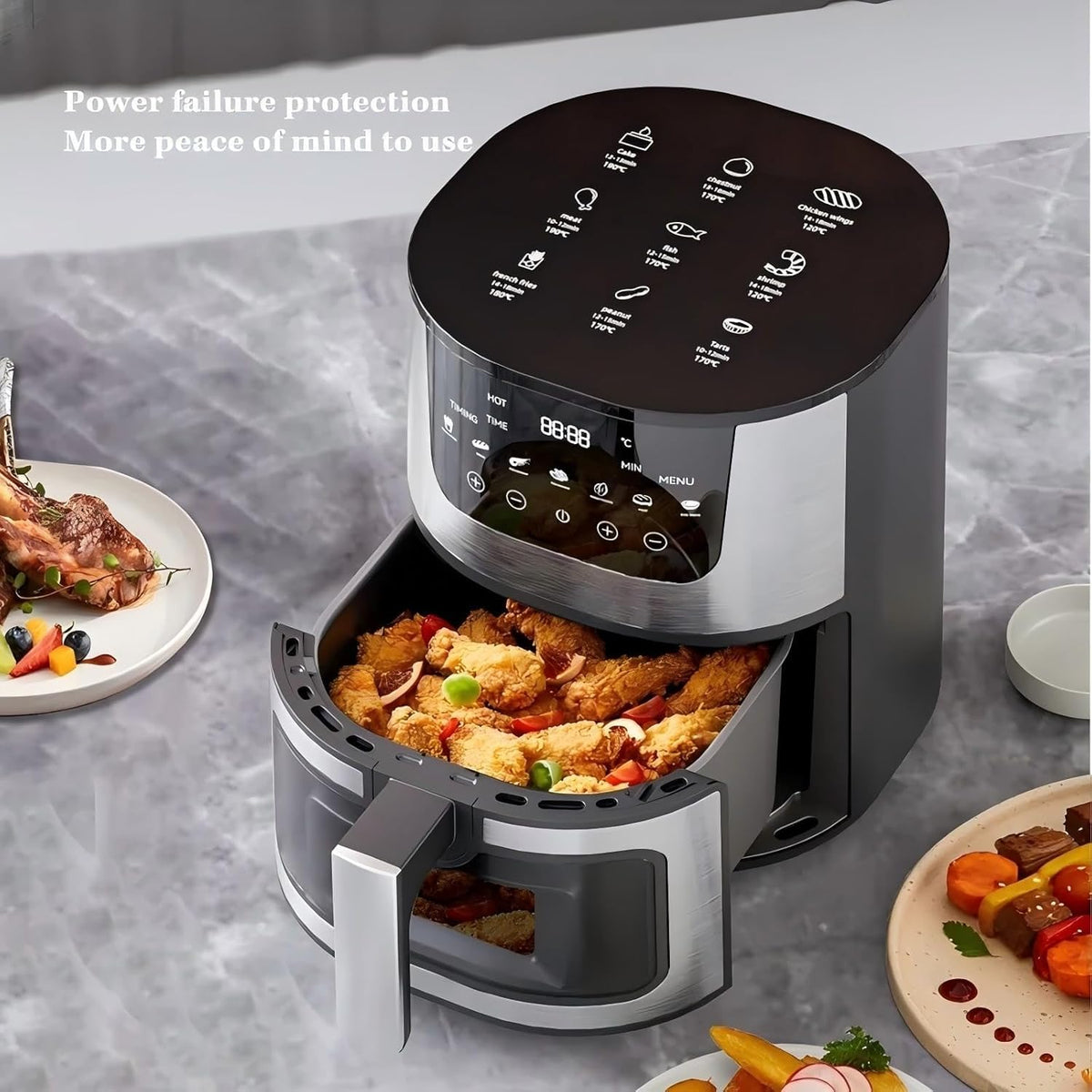 Digital Air Fryers Fryer 7L Black with Window - Bake Toast Function NEW