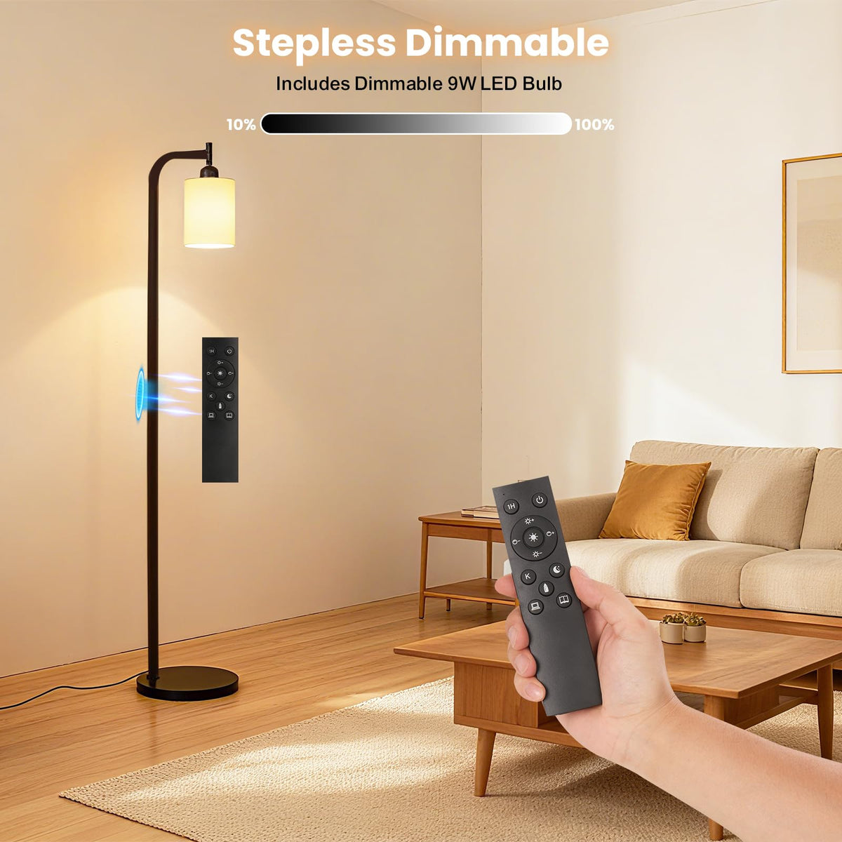 Beige & Black LED Floor Lamp with 3 Color Temperature Settings NEW