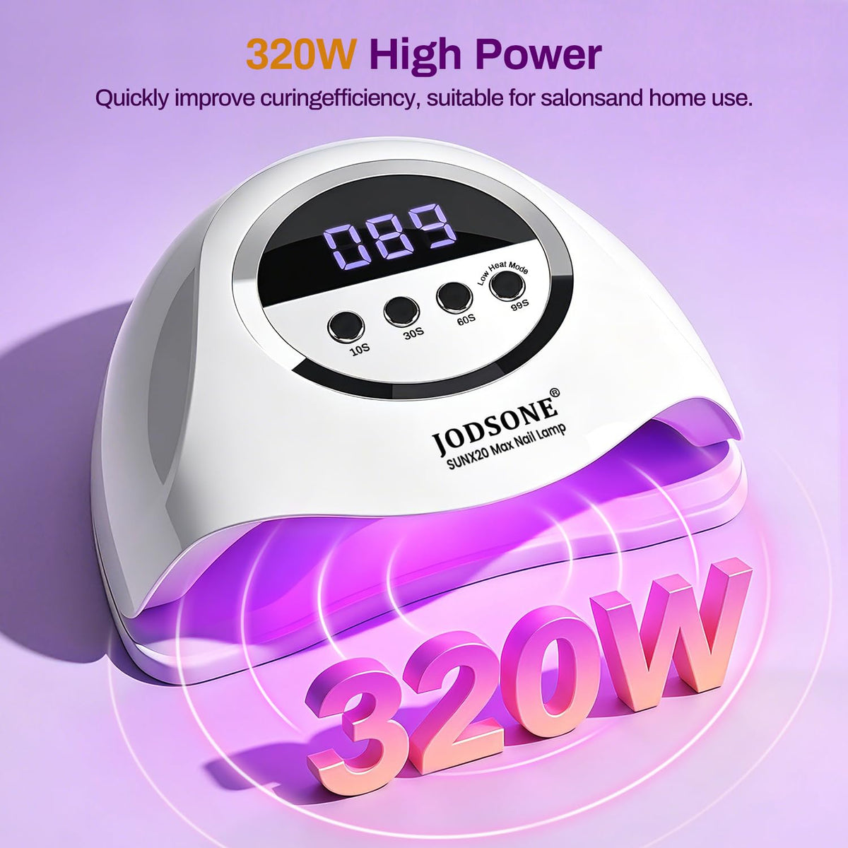 JODSONE 320W UV LED Nail Lamp High Power Gel Polish Curing White DEMO