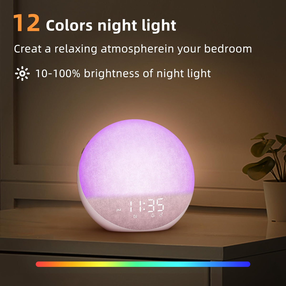 Pink Sleep Soother Sunrise Alarm Clock with White Noise Machine NEW