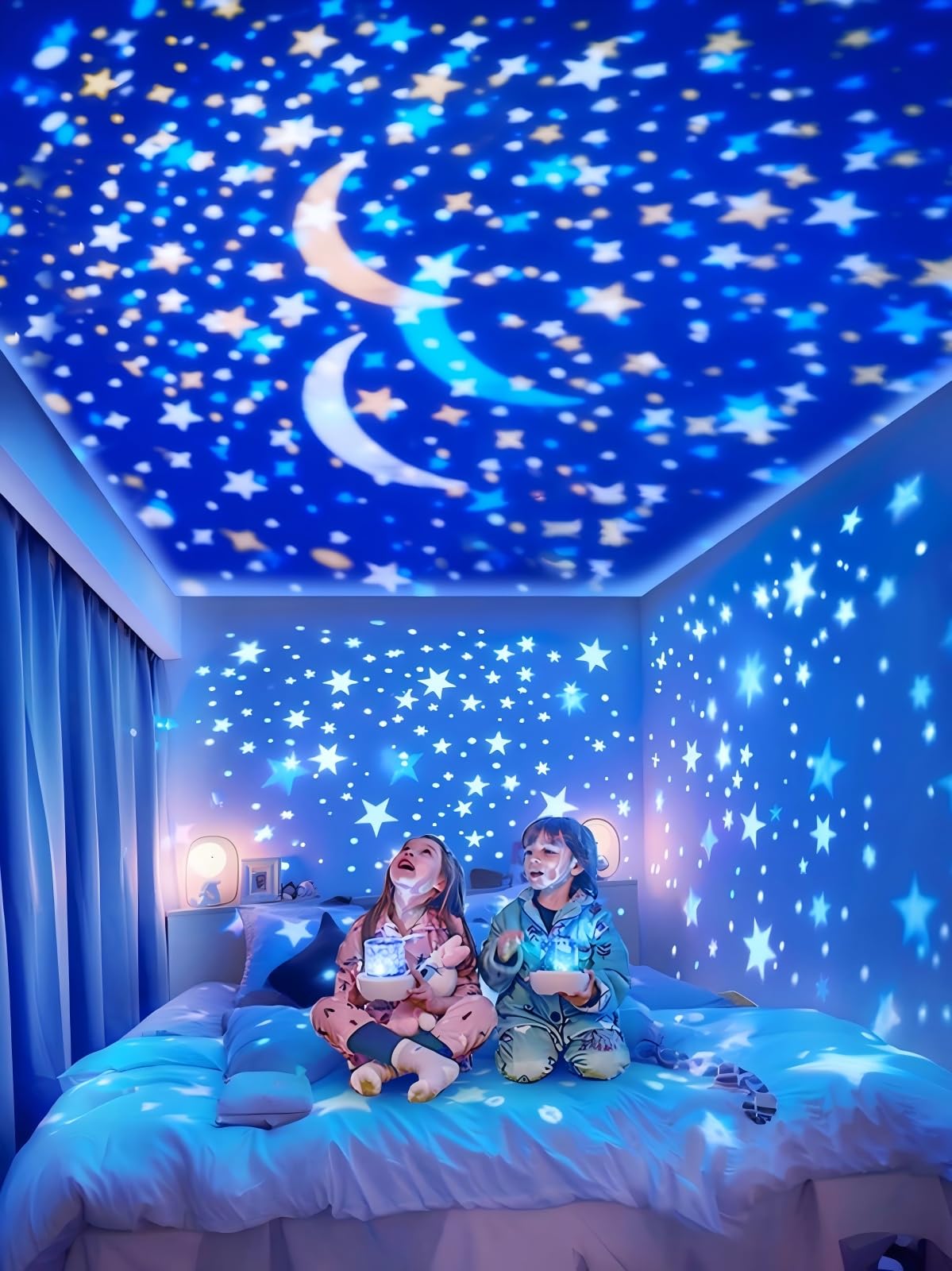 White Galaxy Projector Night Light for Kids | 21 Slides 360° NEW