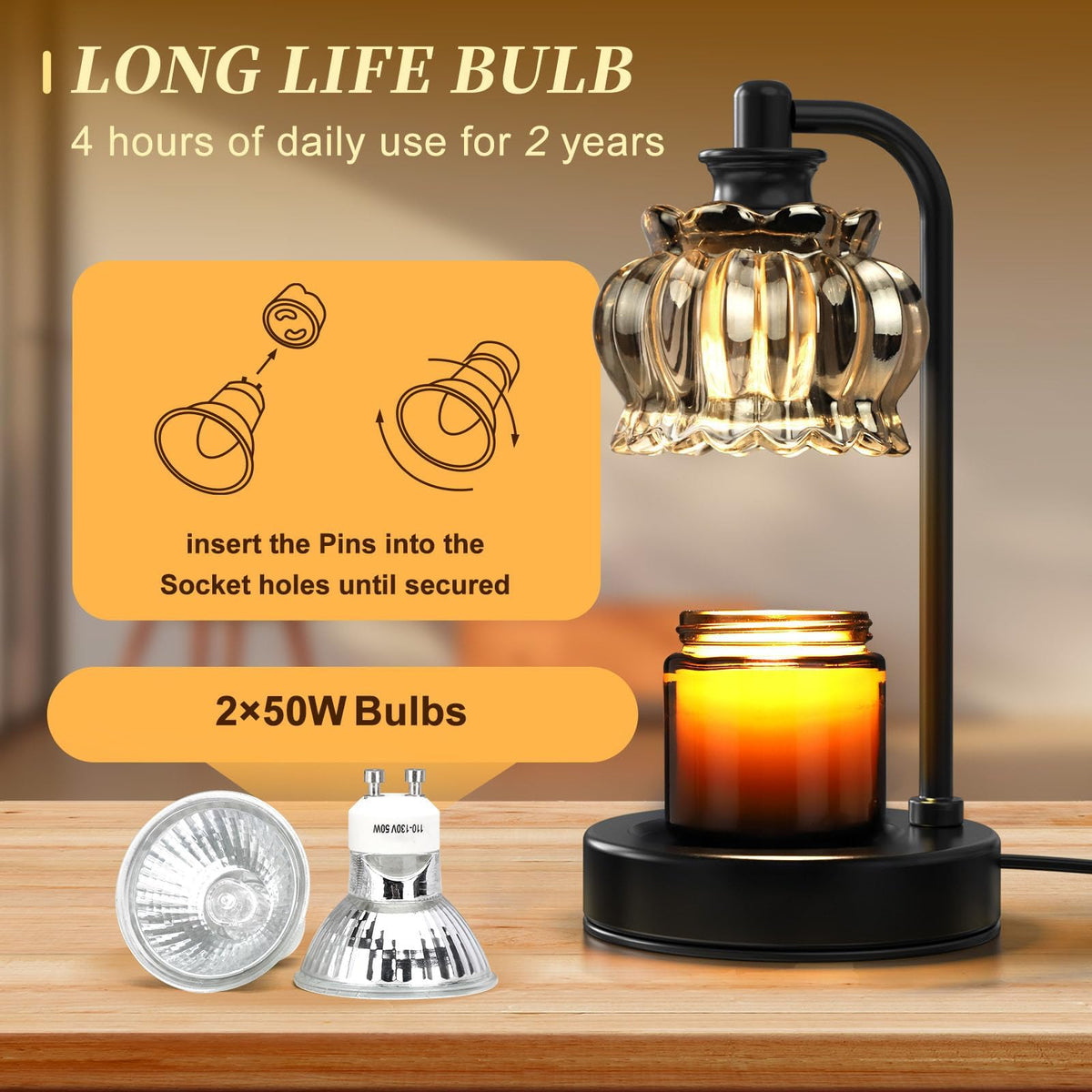 Black & Silver Candle Warmer Lamp with Timer and Dimmer DEMO