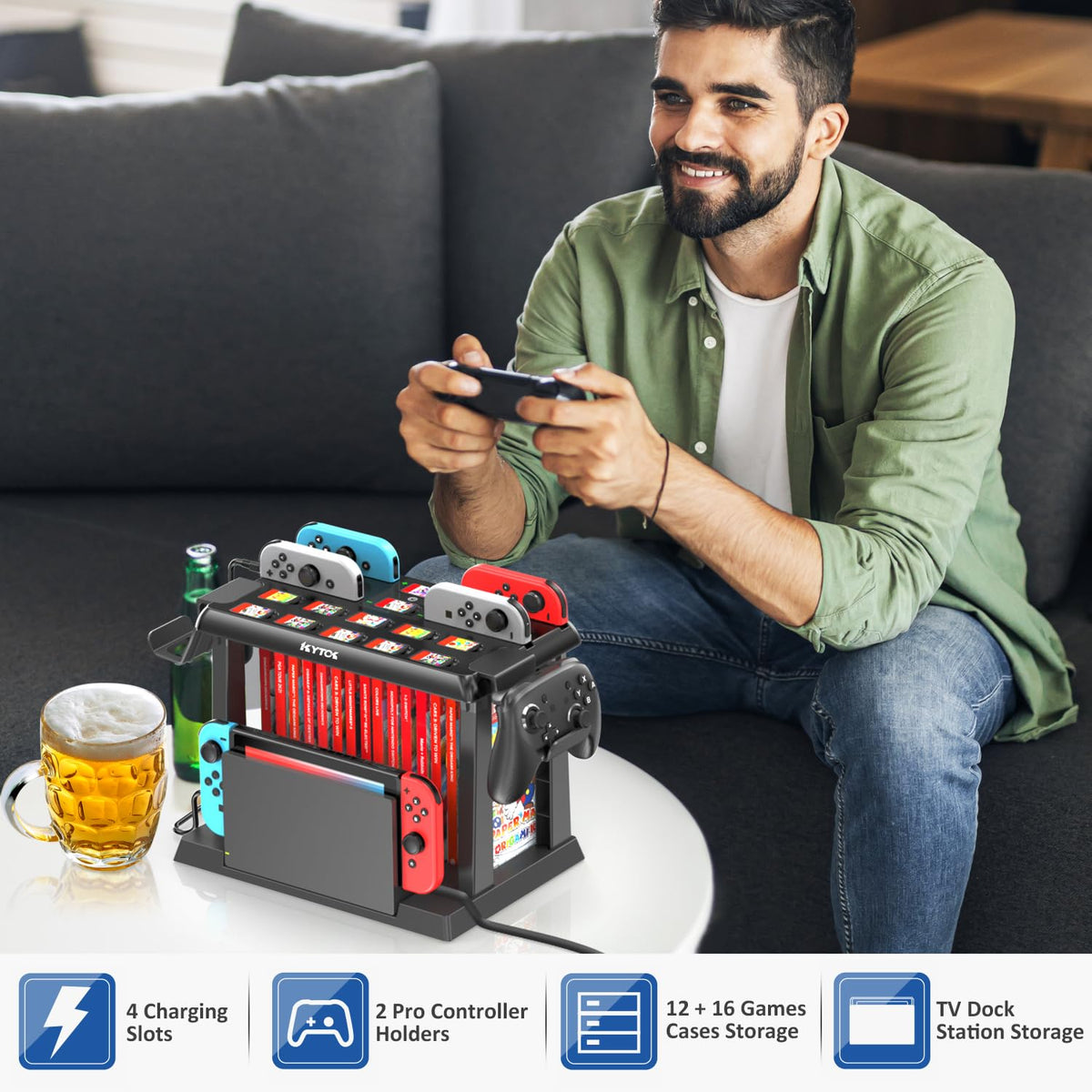 Game Accessory Kits Storage Organizer Station for Switch OLED Black NEW
