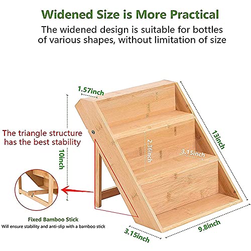 Bamboo Spice Rack 3 Tier Foldable Kitchen Storage Organizer Brown NEW