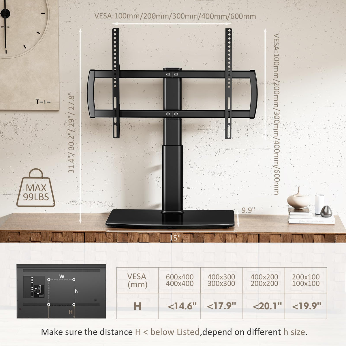 Hemudu Universal Swivel TV Stand for 32-65 Inch TVs - Black NEW