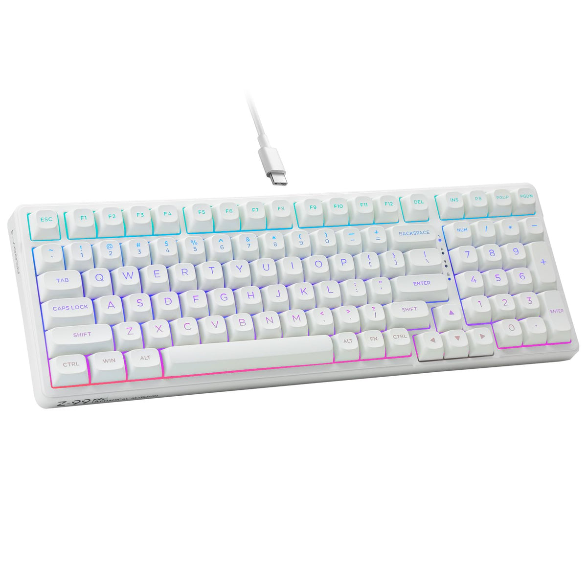 E-YOOSO White 96% Mechanical Gaming Keyboard Wired NEW