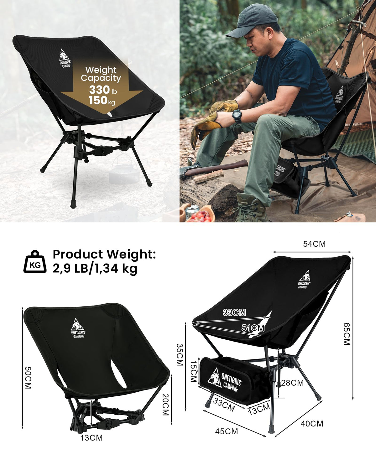 OneTigris Tigerblade Folding Outdoor Chair 20x21 Ranger Green Size NEW
