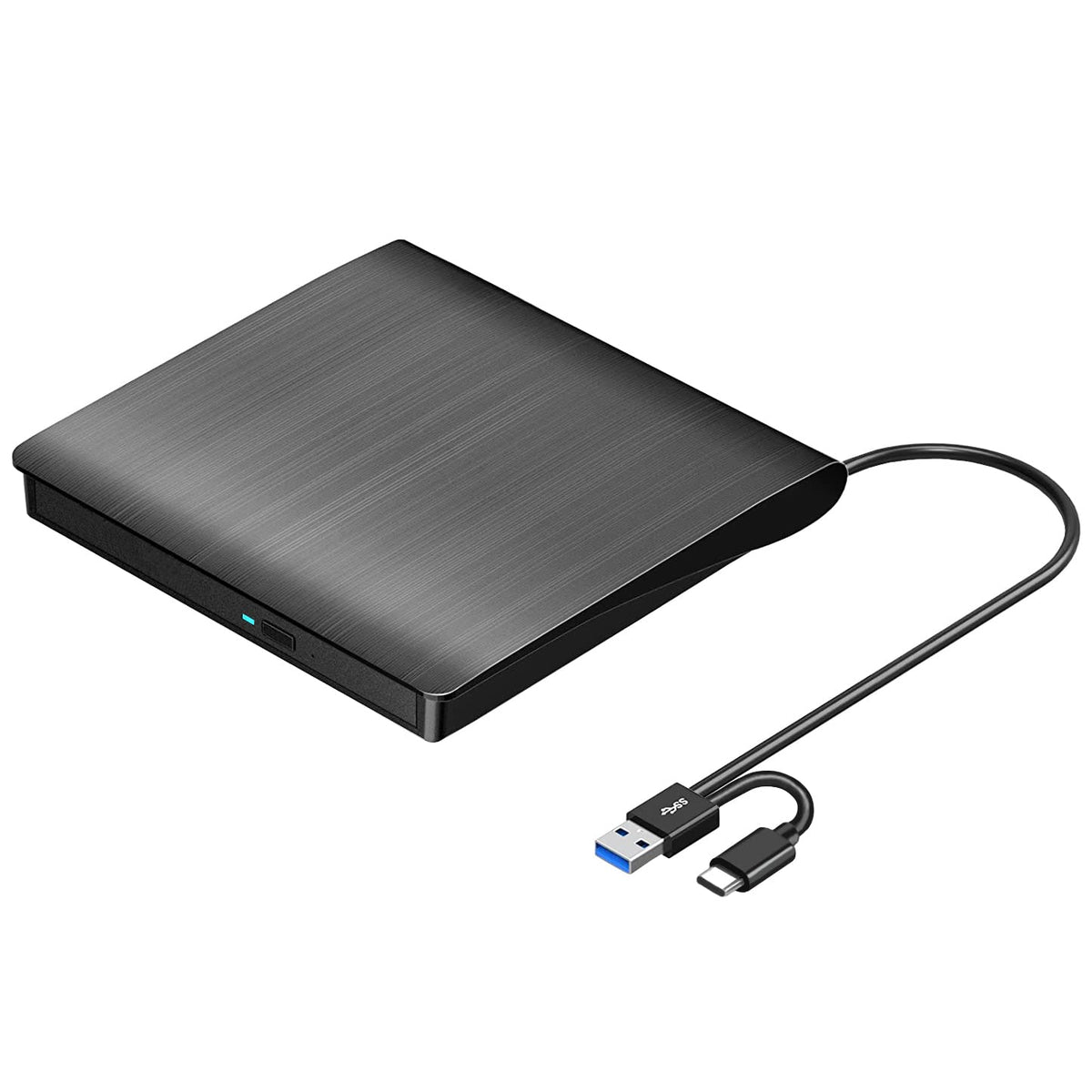 ROOFULL External CD DVD Drive USB 3.0 USB-C Black Laptop NEW