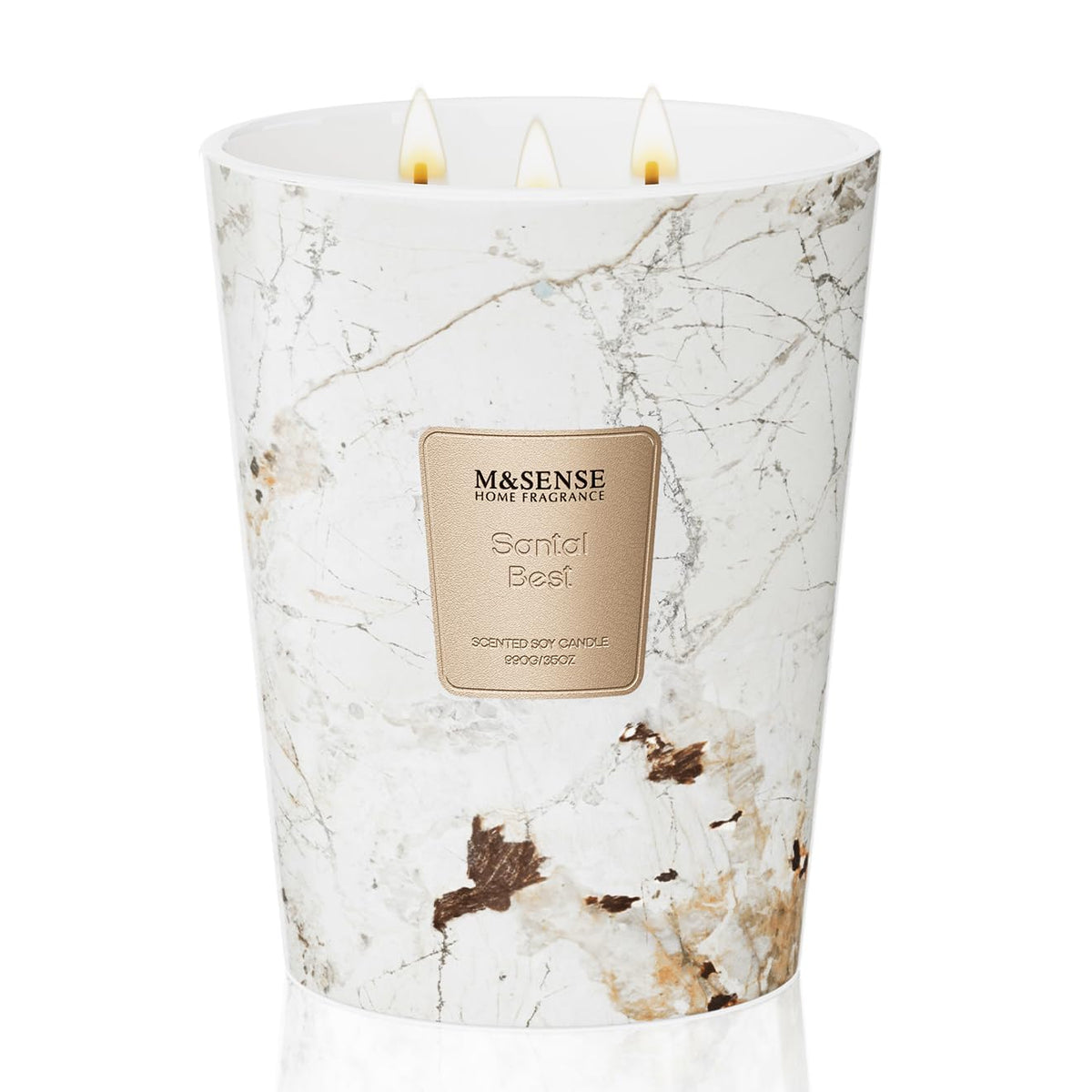 M&SENSE Large Jar Candles Jar Candle Santal Scent White Brown 990g 35oz NEW