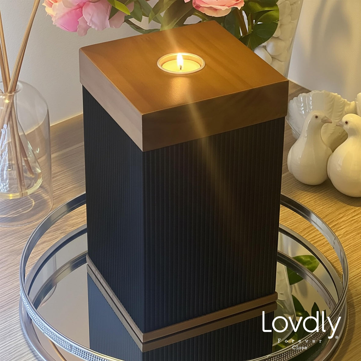Lovdly Natural Wood Decorative Urn for Human Ashes Keepsake Box NEW